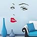 Produktbild Schöne Frau Wandapplikation Vinyl Mädchen Gesicht rote Lippen Beauty Applique Home Removable Wandbild 56 x 59 cm