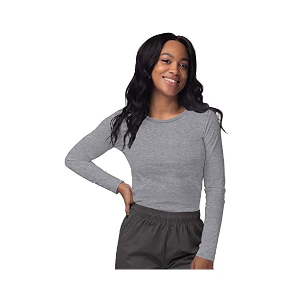 Sivvan-3-Pack-Womens-Comfort-Long-Sleeve-T-ShirtUnderscrub-Tee Sivvan Scrubs for Women - Long Sleeve Comfort Underscrub Tee 3-Pack - S85003 - Black/Dark Marl Grey/White - S