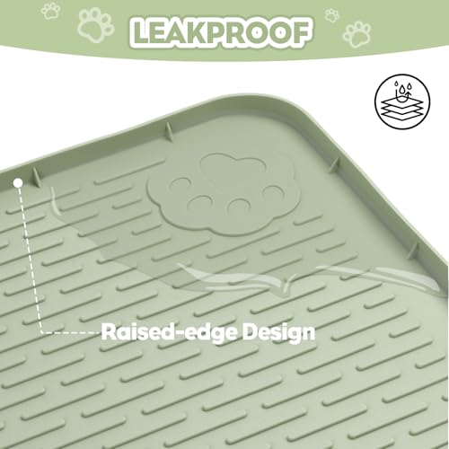 Bartuke Cat Litter Mat, Extra Large 40\" x 28\" Silicone Mat Litter Trapping Mat for Scatter Control, Soft on Kitty Paws, Easy to Clean (Green)