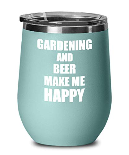 Gardening & Beer Wine Glass with Lid - Hobby Lover Insulated