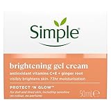 Simple Protect 'N' Glow Brightening Gel Face Cream Facial Moisturiser With Antioxidant Vitamins C & E And Ginger Root For A Radiant Glow 50 ml