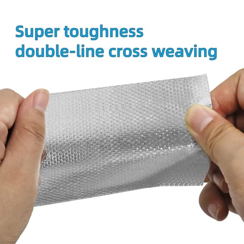 Image of Fiberglass Aluminum Foil Tape - 3 inch x 66 Feet, Self-Adhesive Fiberglass Heat Shield Tape, Silver Heat Resistant Tape, Reflective Aluminum Foil Tape for HVAC, Auto, Insulation, Repair