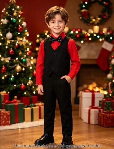 Image of A&J DESIGN 4pcs Baby & Toddler Suit, 12 Months - 5T, Shirt & Pants & Vest & Bow Tie