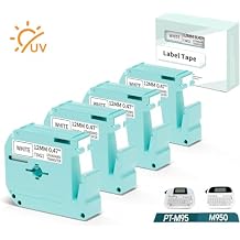 Vixic M950 Label Tape Replace for Brother P Touch M Tape M-K231S MK231 M231 M-231 12mm 0.47 Inch for Brother PTouch PT-M95 PT-45 PT-65 PT-80 PT-70 PT-90 Label Makers, M950 M960 Label Tape