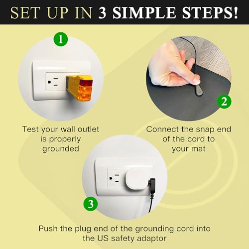 EARTH AND MOON Polyurethane Potential Emf And Esd Protection Grounding Mat Plus Foot Therapy Earthing Cord