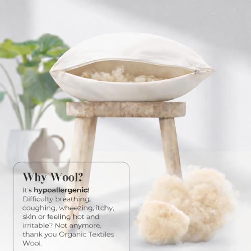 Almohada de lana natural tamaño viaje con funda de algodón miniatura 2