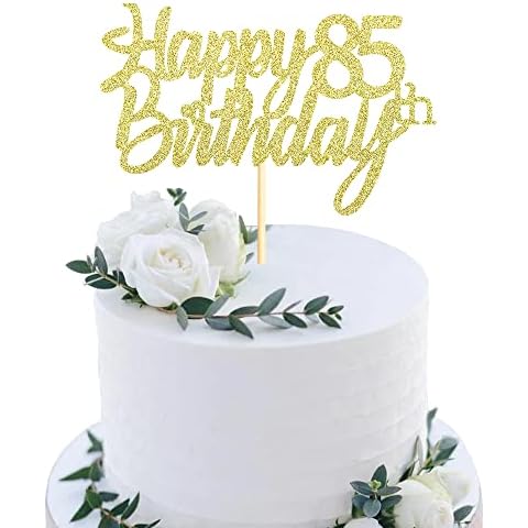 Sumerk Gold Glitter Happy 85th Birthday Cake Topper 85th Cake Topper for Birthday Anniversary Party Decorations - Pack of 1 Cover