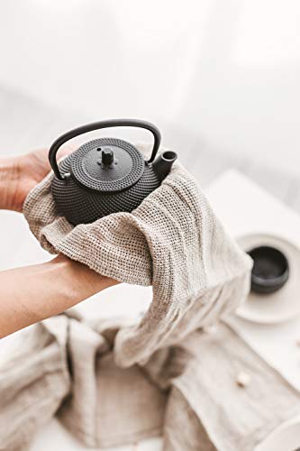 Pure 100% Linen Hand Towels - Rough Linen Towels 2-Pack 12"X29"-Inch Checkered Open Weave Kitchen Linens Dish-Cloths Or Farmhouse Guest Towel - Quick Drying And Absorbent #TOP5