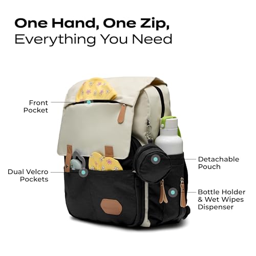 Image of Luxury Baby Diaper Bag For Mother Multi-Utility Backpack with Detachable Pouch - Spacious Travel & with Multiple Compartments, Padded Shoulder Straps, Side Pockets & Top Handle - Lightweight