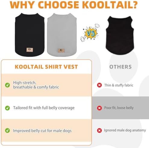 KOOLTAIL Boy Dog Clothes for Large Dogs, 2 Pack Cotton Summer Dog T Shirts UV & Insect Protection for Outdoor Camping, Anti-Hair Loss & Breathable Sleeveless Pet Vest Tank Tops Apparel,Black & Grey,XL - 4