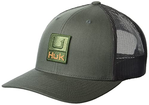 HUK mens Mesh Trucker Snapback | Anti-Glare Fishing Hat, Huk'd Up - Moss, One Size US