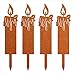 Roststecker Tannenbaum und Elch weihnachtsdeko, 4er Set Metall Rost Deko Weihnachtsbaum Gartenstecker, Herbstdeko Roststecker Weihnachtsdeko für Draußen (4er Set Kerze)