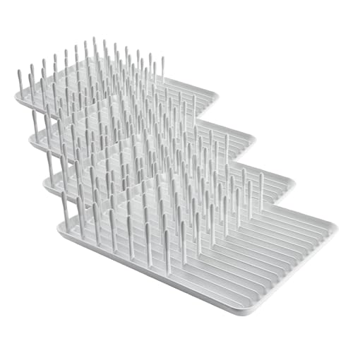 Image of OXO Good Grips Compact Dish Rack Biscuit | For Dishware | 13-3 /4 x 10-3 /8 x 3-1 /2 Inch | Non-Skid Feet | Pack of 4
