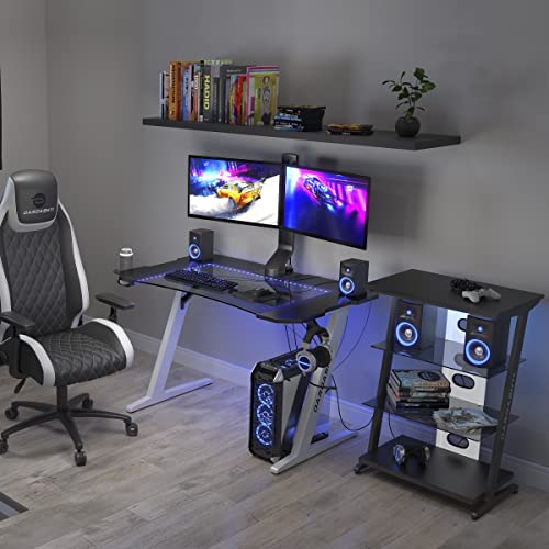 Atlantic 4-Tier Console Storage, Modern Display Shelving Unit Desk Setup Workstation-Arctic White Dardashti Gaming Shelf #TOP1