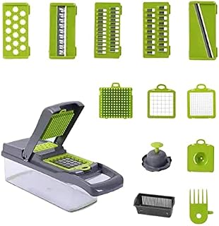 Wokii Vegetable Chopper Vegetable Slicer 14 in 1 Vegetable Chopper Cutter Dicer With Food Container for Onion Veg Garlic Potato Salad Mini Dicer Chopper Cutter