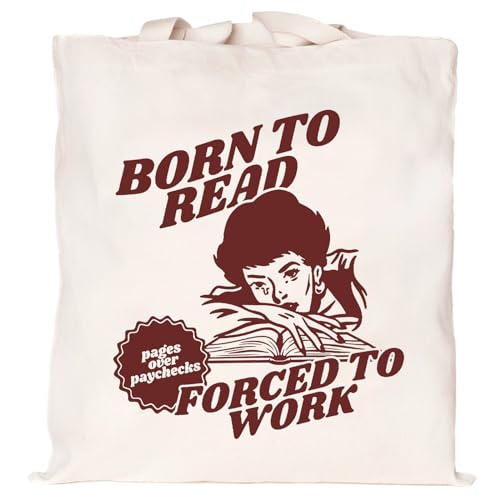 Teeglow Book Canvas Tote Bag for Women, Aesthetic Tote Bag Shoulder Reusable Grocery Tote Bags with Inner Pocket, Book Lovers Tote Bag Gifts for Women Readers Book Club Bookish Teacher Librarian