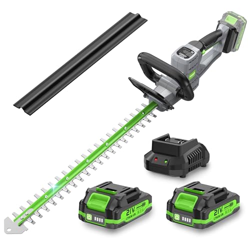 Hedge Trimmer Cordless 22' - 21V Powerful Electric Hedge Trimmer with 2 x 2.0Ah Batteries and Fast...