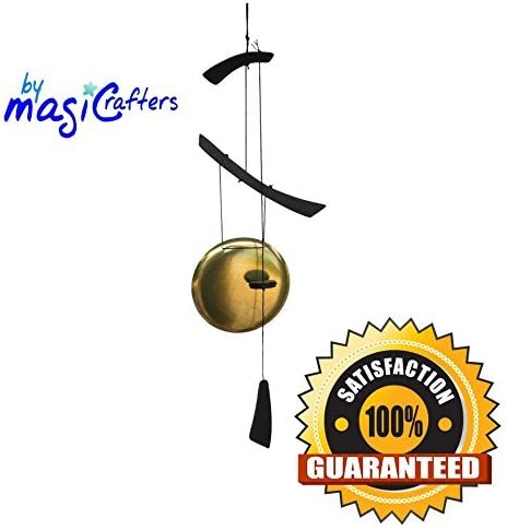 Asian 22" Wind Chime - Feng Shui Black Wood and Metal Gong Indoor Outdoor Hanging Display - Soothing Noise - Relaxing Sounds - Meditation + FREE BONUS EBOOK! + By magiCrafters