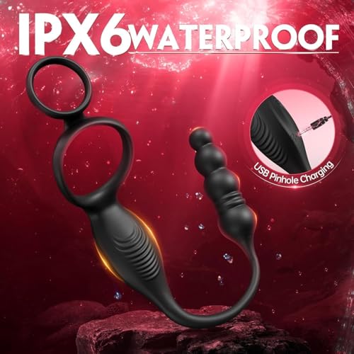 Prostata Stimulation Männer Intensiver 9 Stößes Vibrationen Sexspielzeug für die Männer Anal Vibrator Dildo Vibratorensets Analvibratoren für Mann Anal Plug mit Penisring Sex Toys Tagnaff