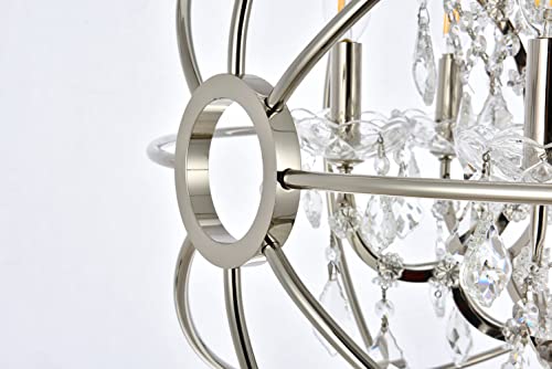 Elegant Lighting Geneva Collection 1130D25Pn/Rc 6-Light Pendant Lamp With Royal Cut Crystals, Polished Nickel Finish #TOP7