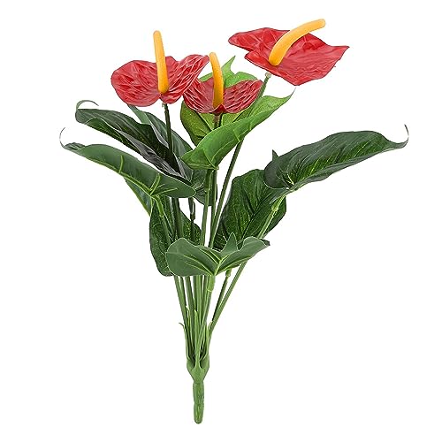 Yuehuam Plastic Artificial Plant Fake Red Lily Anthurium Flowers Bouquet Wedding Home Garden Decor