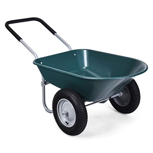Goplus Dual Wheel Wheelbarrow, Heavy Duty Garden Cart, 330 lbs Capacity Utility Cart with Two 13 inches Pneumatic Tires for Outdoor Lawn Yard Farm Ranch