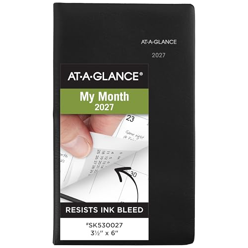 AT-A-GLANCE 2027 Planner Monthly 14-Month Dec-Jan 3.5 x 6 Pocket Size Unruled Daily Blocks DayMinder Black (SK530027)