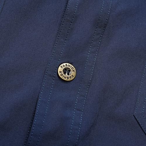 Zyvrenix Men's Short Sleeve Button Down Shirts with Pocket Deep Blue L - image 6