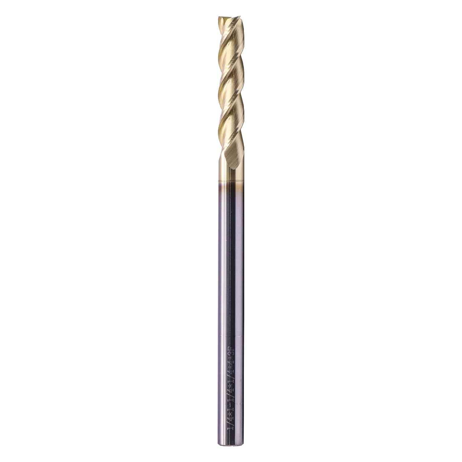 Solid Carbide Square Long End Mill - ZrN Coated, 3 Flute, 37° Helix, 5/16" Cutting Diameter, 5/16" Shank Diameter, 1-5/8" Length of Cut, 4" Overall Length for Milling Aluminum and Copper