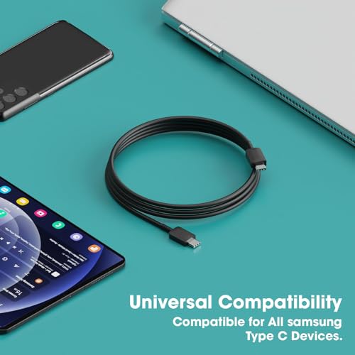 Image of 25W USB C to Type C,Fast Charging Cable High Speed Data Transfer Compatible with Samsung Galaxy M35 /M15 /F15 /A15 /A14 /M14 /F14 /M34 /F34 /A34 /A54 /S21 Fe /S22 /S23 /S24 /S25 Plus Ultra,Tablet (Black)