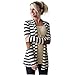 Produktbild Binggong Coat Damen, Frauen Beiläufige Lange Hülsen Schwarz Weiß Gestreifte Strickjacken Patchwork Slim Outwear offene Strickjacke Pullover Mantel mit Taschen (Sexy weiß, 3XL)