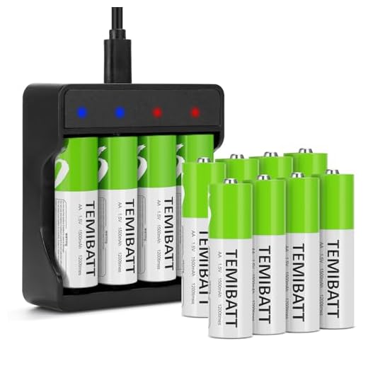 TEMIBATT Rechargeable AA Batteries Lithium 12 Pack with Charger,1.5 V 1500mAh(2600mWh) Double A Battery for Blink Outdoor Camera