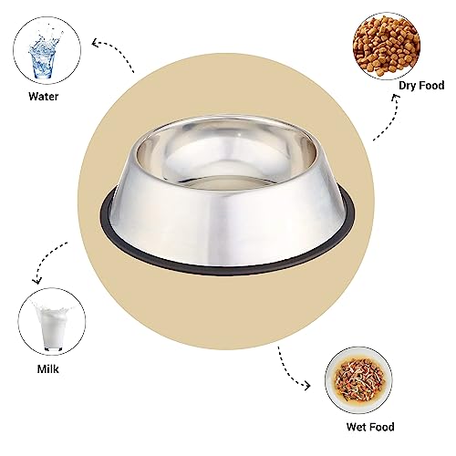 Image of Pets Empire Stainless Steel Feeding Bowl for Medium Breed Adult Dogs & Giant Breed Puppies | Large (400 ml x 2)