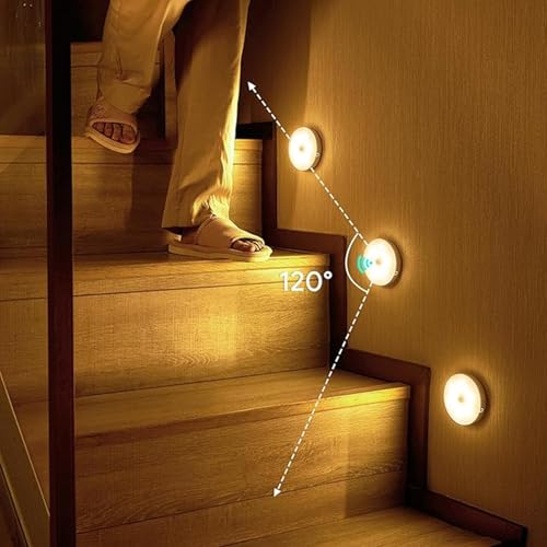 Megegulo Motion Sensor Night Light, Warm White Indoor Usb Rechargeable Led, Stair Magnetic Lamp For Cupboard, Hallway, Kitchen, Wardrobe, Closet (6 Pack) - 7