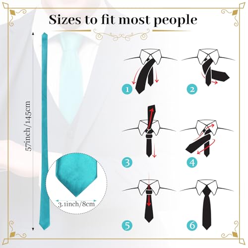 Image of Syhood 6 /12 /24 Pcs Men Ties Set Solid Satin Pure Color Business Formal Necktie Tie 57 inch for Men Occasion Wedding