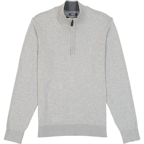 IZOD Men's Premium Essentials Quarter Zip Sweater, Light Grey Heather4