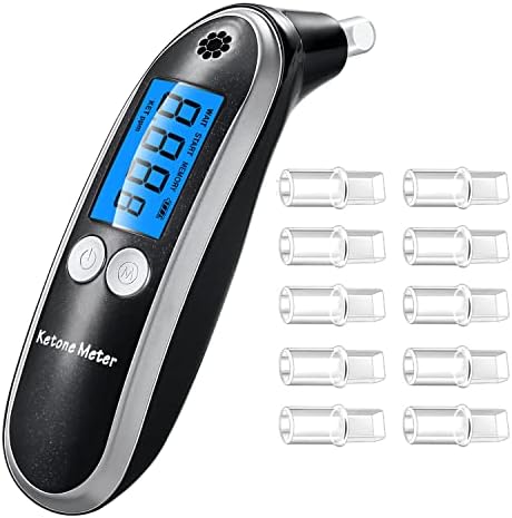 Ketone Breath Meter Ketosis Breath Analyzer Monitors The Acetone and Ketones in Breath with 10 Mouthpieces