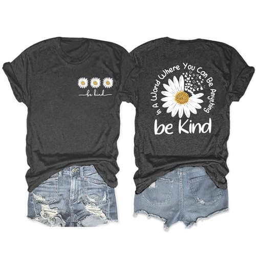Image of Be Kind Womens T Shirts Cute Graphic Blessed Shirt Kindness Short Sleeve Tees Funny Inspirational T-Shirt Teacher Tops