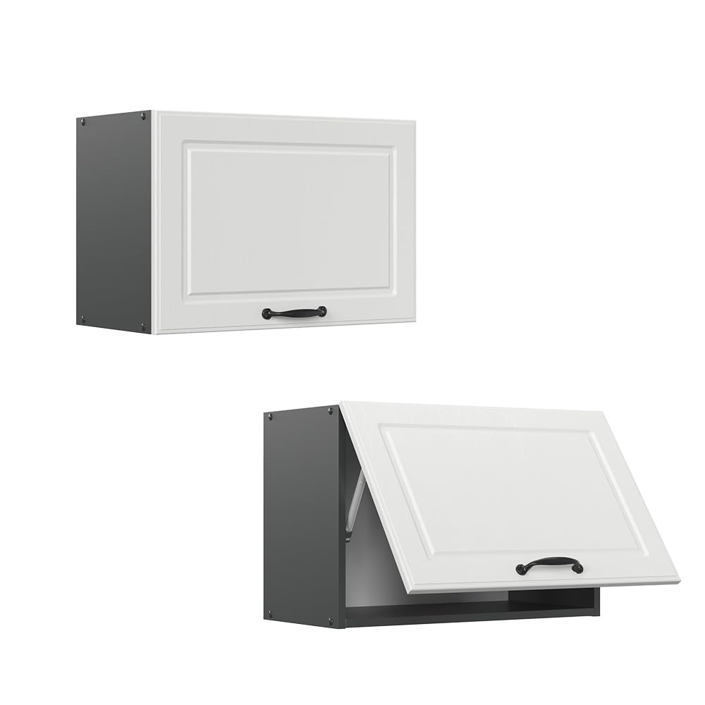 Vicco Pensile da cucina R-Line, Bianco rustico, 60 cm Piatto, per la libera combinazione all'interno di sistemi cucina modulari