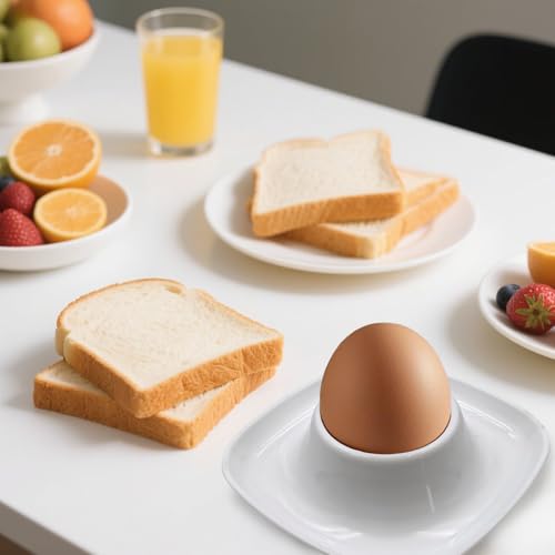 ZYDYRX Qaixwuyi 8 Stück Eierhalter Set Eierbecher Weiß Stapelbar Eierbecher mit Boden Melamin Eierteller Eierplatte Eierbehälter Eierträger Eierständer für Restaurant Frühstückset Zuhause Küche – Bild 4