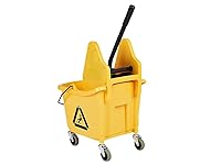 Vista 3 de Yaxa Basics - Juego de cubo de limpieza de piso rectangular con escurridor de prensa descendente resistente, 35 cuartos de galón, amarillo