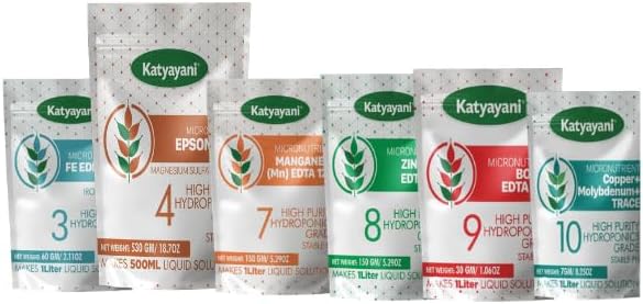 Katyayani Micronutrient Combo for Hydroponics | Essential Micronutrient Kit with Iron, Zinc, Manganese, Copper, Boron & Molybdenum | EDTA Chelated Water Soluble Nutrient Pack (6)