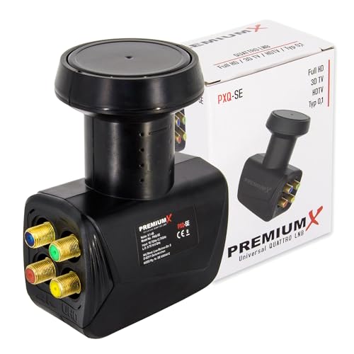 PremiumX Quattro LNB pour Multiswitch - Convertisseur de Signal TV Multiswitch avec Protection météorologique - LNB Satellite numérique Noir - DVB-S2 8K UHD...