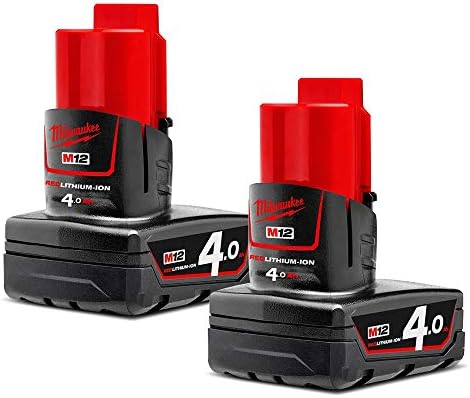 Milwaukee Genuine M12B4 12V M12 Fuel Red Lithium Ion 4.0Ah Battery Twin Pack