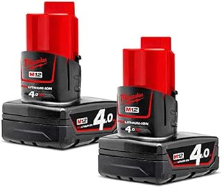 Milwaukee Genuine M12B4 12V M12 Fuel Red Lithium Ion 4.0Ah Battery Twin Pack