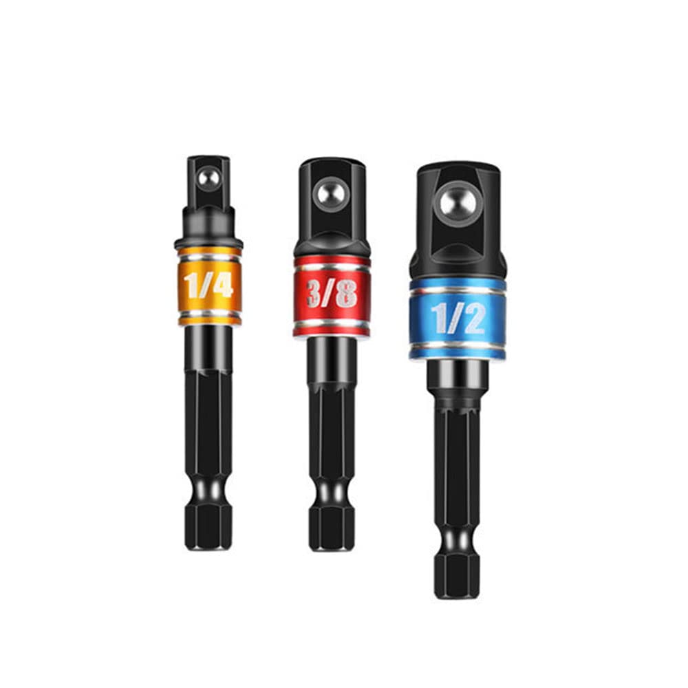 3pcs Socket hex Shank Adapter 1/4" 3/8" and 1/2" Extended Impact Electric Drill bit Tool(Y68-3)