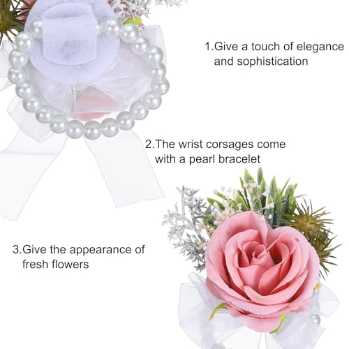 Ensemble corsage de poignet et boutonnière faits main rose soja