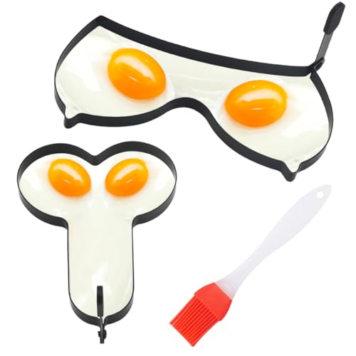 IKOPFLN 2 Pezzi Padella per frittata, cuoci uova, tegamino per uova, stampi per pancake, Stampo per Frittata in Acciaio Inossidabile, B