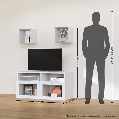 Image of Home Centre | Soho Medium TV Unit | Engineered Wood, Multipurpose Cabinet | White | 1 Year Warranty