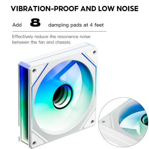 Image of Prism4 MAX 120mm PC Reverse Blade ARGB case Fan,Infinity Mirror RGB Light Effect 5V 3PIN Motherboard Light Sync 800~1600RPM PWM PC Fan(White Forward-5Pack)